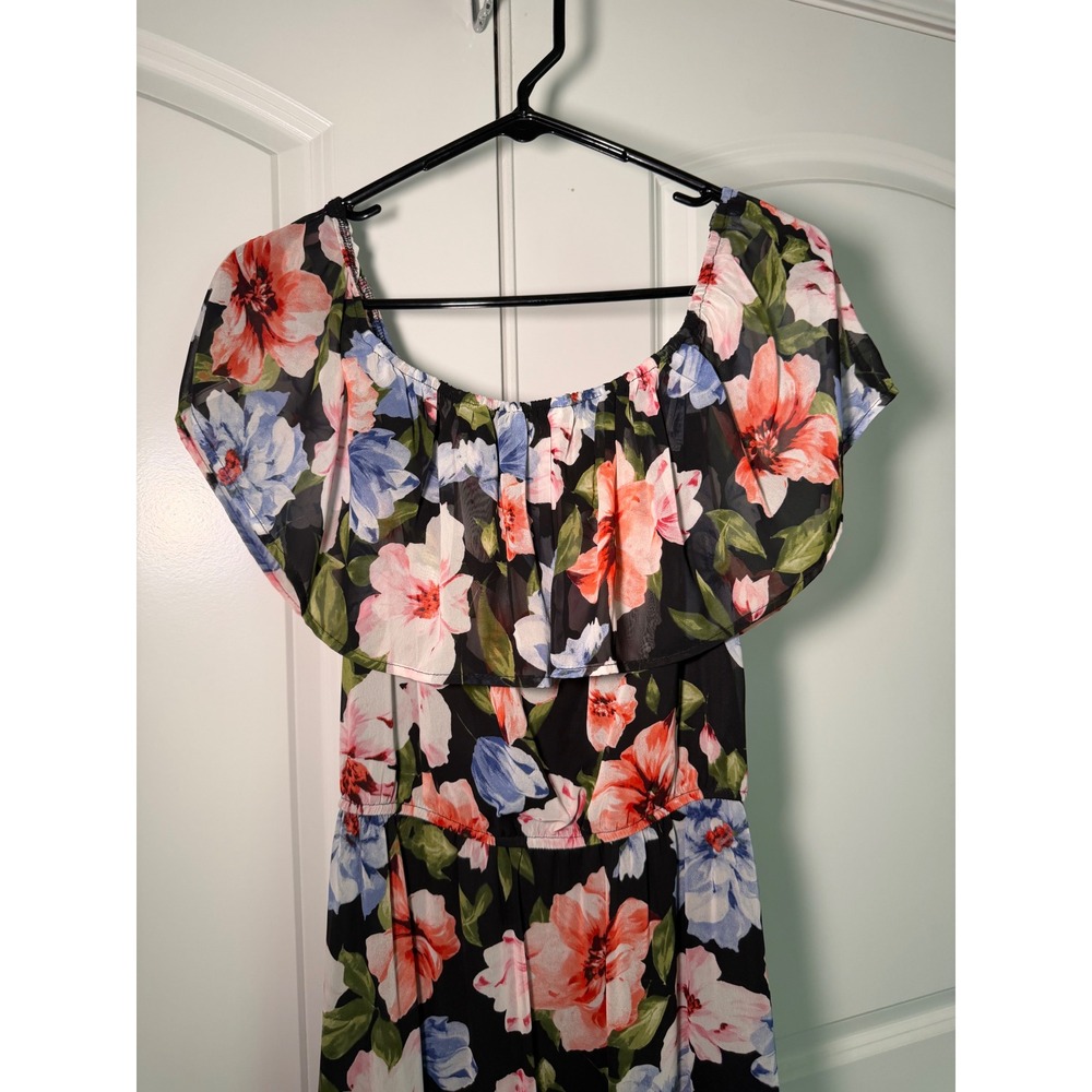Ee:some boutique Floral Maxi Dress Ruffle Off Shoulder Summer Small - Picture 2 of 5